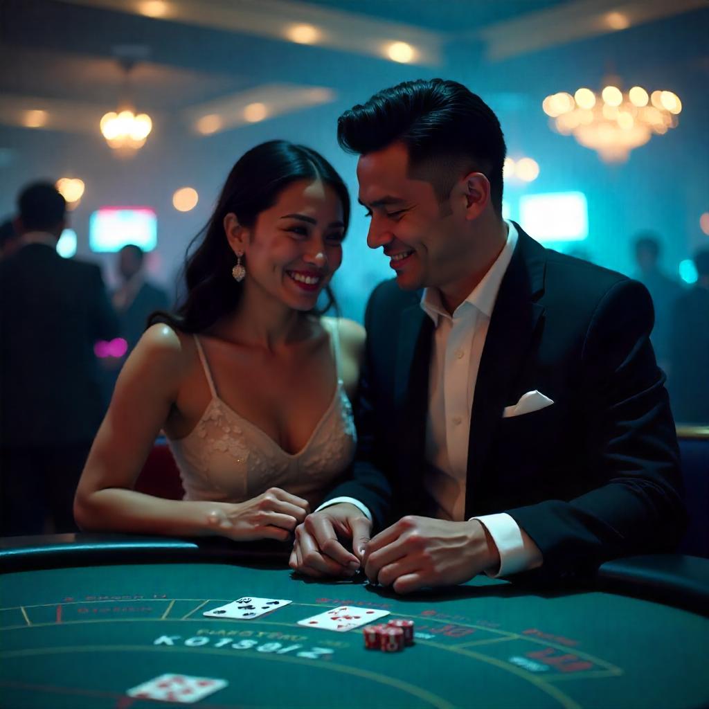 couple playing dating and playing online casino mega